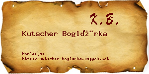 Kutscher Boglárka névjegykártya